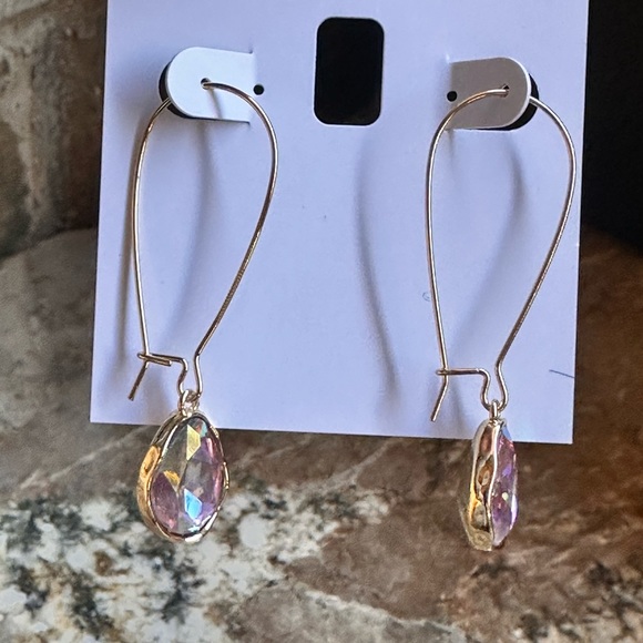 Style & Co Gold Blue Rainbow Gemstone Earrings - Picture 5 of 6